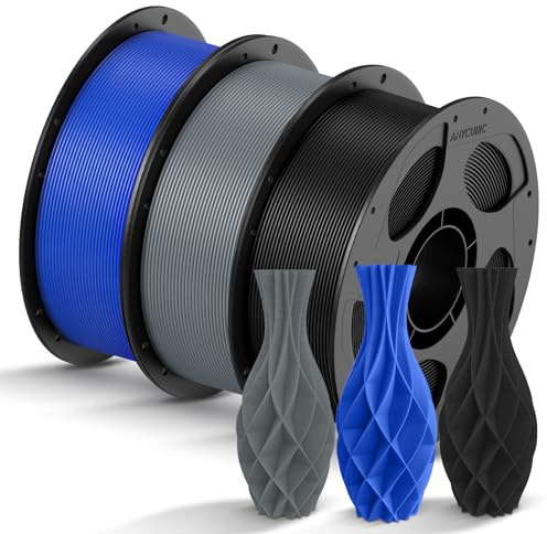 ANYCUBIC PLA Filament 1,75mm, Refill PLA und Spool Kit, 3D Drucker Filament PLA, Vakuumverpackung, Intelligente Identifikation, 3KG Schwarz Blau Textur Grau