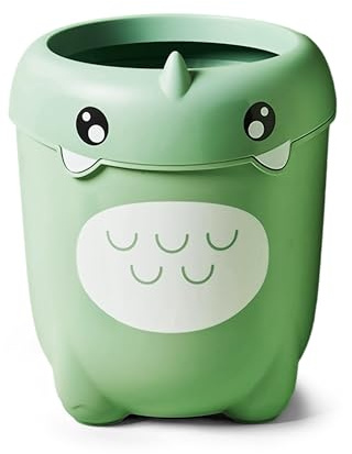 DH DREAMER HOME Papelera Infantil con Diseño de Dinosaurio – Fácil de Usar y Decorativa – Cesto de Basura para Niños, Cuarto o Baño - Color Verde