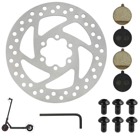 140 mm bromsskivor med 2 par bromsbelägg ersättningsskiva bromsskivor kompatibel med Segway Ninebot F20 F25 F30 F40 elskoter kompatibel med KUGOO M4/M4 Pro Electric Scooter, med 6 skruvar