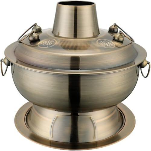 Hot Pot Soup Pot Hot Pot for Cooking Traditional Chinese Cooking Pot Vintage Copper Hot Pot Pan,Food Grade Stainless Steel Charcoal Shabu Hotpot Cooker Chinese Traditional Stew Pot Soup Pot