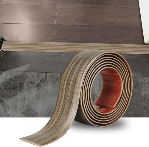 3 Metri Striscia di Transizione per Pavimenti in Laminato Striscia di Soglia Profilo di Transizione Autoadesivo PVC e Vinile, Striscia di Giunzione per Pavimenti, 4cm Grana Legno Marrone Scuro