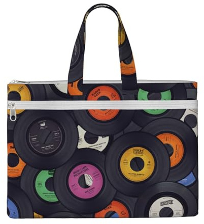 Hnnkloy Album musicale in vinile,Borsa portadocumenti in tela con cerniera, borsa a mano, valigetta per scuola e ufficio