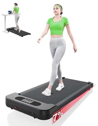 Tapis de Course Pliable & Marche 3 en 1 avec Pente 7% – Tapis Roulant sous Bureau Silencieux (Moteur 2,5CV, 1-8 km/h) – Charge 130kg, Système Anti-Choc – pour Maison & Appartement (Noir 94 cm)