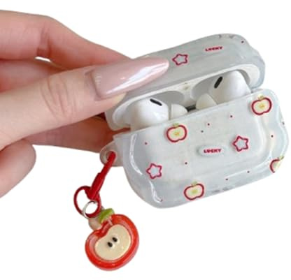 GULVQYF Custodia carina per AirPods Pro 3 con portachiavi (2025), design adorabile per donne, ragazze e ragazzi, custodia per auricolari Kawaii per Airpod Pro di terza generazione (mela)