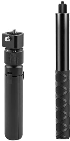 Selfie Stick, 28 to 120 cm Retractable Selfie Stick for Insta360 X3 X4 X5 Portable Mini Phone Tripod with Dual 1/4 Screws Bullet Time Tripod with Rotating Handle for Panoramic Sports Camera