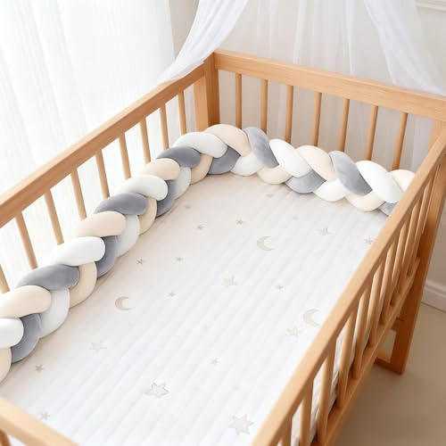 Aocase Handmade Braided Knot Pillow Bed Guard Rail, Soft Cotton Cushion Side Protector for Bed Surrounds, Breathable All-Round Protection for Kids & Adults Room Decor,N26,100cm