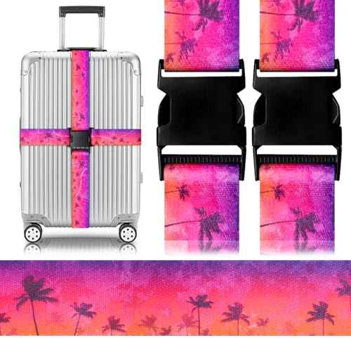 Gutsdoor Koffergurte 2 Stück, Robuster Koffer Gurtband, Luggage Strap für Reisen und Flugreise, Gepäckband Sicher Reisen, Besonders Auffällig Koffergurt Koffer Zubehör (Purpurroter Baum).