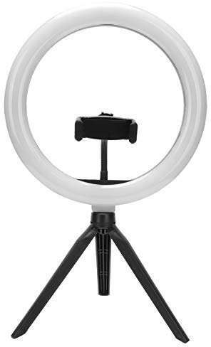 Kit d'éclairage annulaire LED à intensité Variable avec trépied, Anneau Lumineux pour Selfie de 10,2 Pouces avec Support de téléphone, 3 Modes d'éclairage et 10 Niveaux de