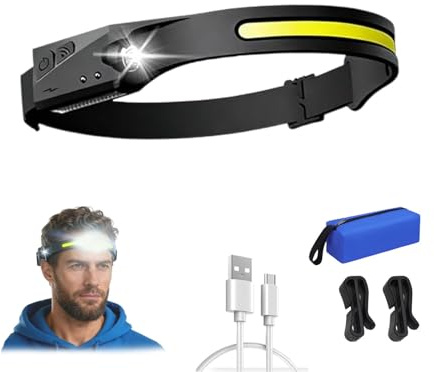 Arkenlite LED Lampe Frontale, Arkenlite LED, Lampe Frontale LED Ultra Puissante, 230° Torche Frontale Rechargeable USB Capteur De Mouvement, Pour Le Camping, La Course à Pied Et La Pêche (1 Pièce)