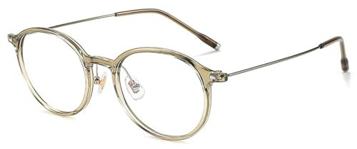ALKAHE Rund Brille ohne Stärke für Unisex Superleichte TR90 und Titan Flexibel Rahmen Brillengestell für Damen Herren Transparent Grün Rahmen