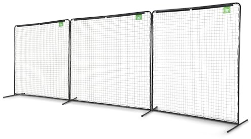 EXIT Toys Backstop Sportnetz - 3 Große Netze - Auch Einzeln Verwendbar - Hält Bälle im Spielfeld - Multifunktional - Für Volleyball, Badminton, Tennis & Mehr - 300x900cm - Schwarz