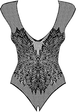 Obsessive. Damen Dessous Teddy Body ouvert in schwarz transparent mit Muster elastisch Größe: S-L
