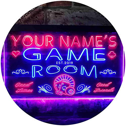 ADVPRO Personalized Your Name Est Year Theme Game Room Man Cave Dual Color LED Barlicht Neonlicht Lichtwerbung Neon Sign Blau & Rot 300 x 210mm st6s32-PL1-tm-br