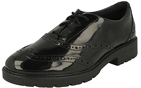 Clarks Girl's Glossy Scala Loafers | Timeless Silhouette | Soft Foam Footbed | Odor Control Technology | Wide Fit Available