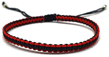 MYSTIC JEWELS - Pulsera Macrame - Kabbalah de Hilo con 2 colores, Amuleto, protección Mal de Ojo, Buena Suerte, Good Luck (Rojo - Negro)