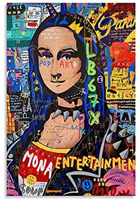 SMWY Lustiges Poster DYJ Mona Lisa, dekoratives Gemälde, Leinwand, Wandkunst, Wohnzimmer, Poster, Schlafzimmer, Gemälde, 60 x 90 cm