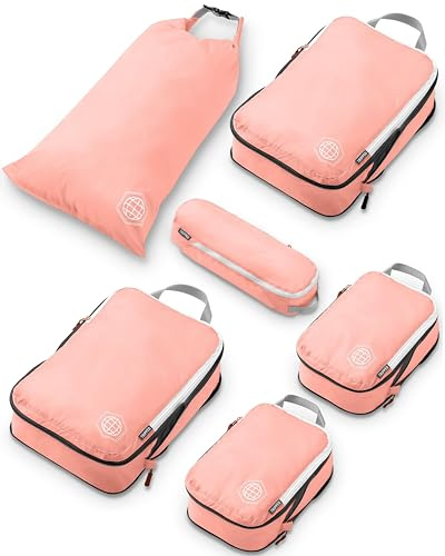 Packkuber för resor – packkuber och researrangörer, Dusty rosa, 6 stycken