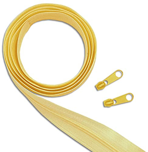 Wohnkult Reißverschluss-Set: 10 m Endlos-Reißverschluss | 3 mm Spirale | + 20 Zipper | Meterware | 25 Auswahl Nähen Reparatur (109 | Gelb)