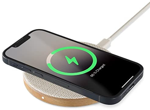 Woodcessories - Chargeur Individuel Rapide, Station de Charge inductive avec Puissance de Charge de 15W - Chargeur sans Fil en Bois avec Tous Les terminaux compatibles (Chêne)