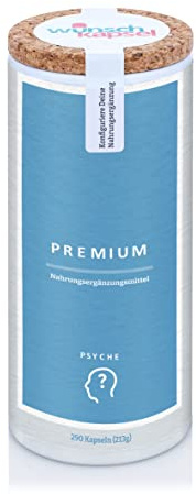 Wunschkapsel PSYCHE Premium Ergänzung | exklusiv mit Neuro-Teyanin und OciBest | 290 Kapseln aus Deutschland | Unterstützung für Geist und mentale Stärke