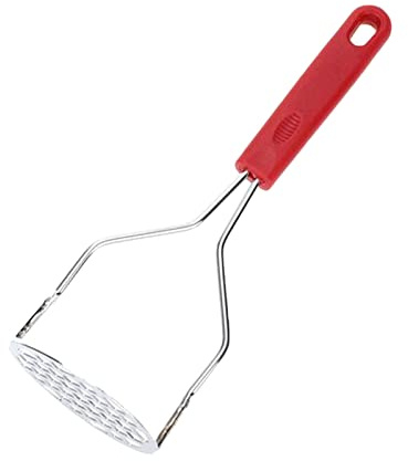 Schiacciapatate in acciaio inox con manico in plastica e gadget da cucina (rosso)