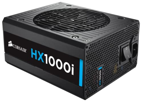 Corsair HX1000i - Fuente de alimentación ATX de alto rendimiento con certificación Platinum 80 Plus de 1000 W (negro)