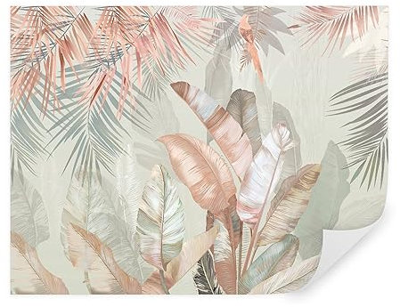 Tapeko - Papier Peint Panoramique 360x250 cm 3D Effet style Jungle Tropical Feuilles Plantes Papier Peint intissé Chambre Salon Décoration Murale u50468v1