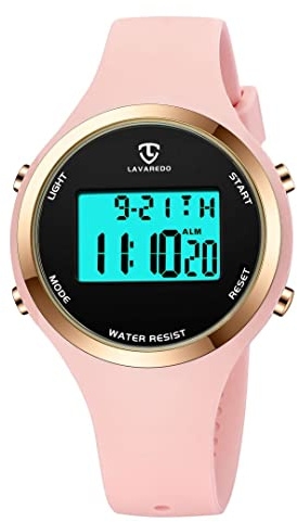 aswan watch Montre Digitale Femme Chronomètre Alarme Calendrier Sport | Eclairage, bracelet en silicone, montre sport femme, fonctions calendrier, alarme et chronomètre pour utilisation quotidienne