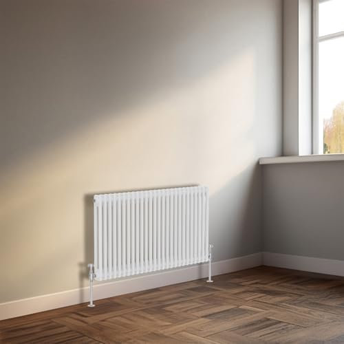 NRG Column Radiator Gloss White 600x1190mm Double Traditional Cast Iron Style Heater Interior Designer Horizontal Bathroom Radiators