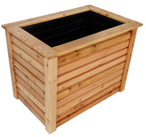 Gartenwelt Riegelsberger Modernes Hochbeet 115x60 cm Höhe 73 cm aus Rhombusleisten 27 mm Lärchenholz Gemüsebeet Gartenbeet Kräuterbeet
