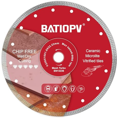 BATIOPV Diamanttrennscheibe 230 mm, Professionelle Diamantscheibe für Feinsteinzeug, Granit, Marmor und Keramik – Hochleistungs-Scheibe für präzise und schnelle Schnitte