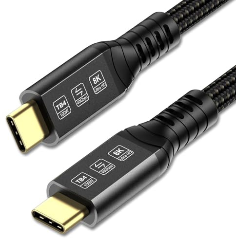 Thunderbolt 4 Cable 40Gbps USB C Support 8K@60Hz Display, 100W Charging | Compatible with iPhone 15/15 Plus/ 15 Pro/ 15 Pro Max, MacBook M1/ M2 etc (2 Meter)