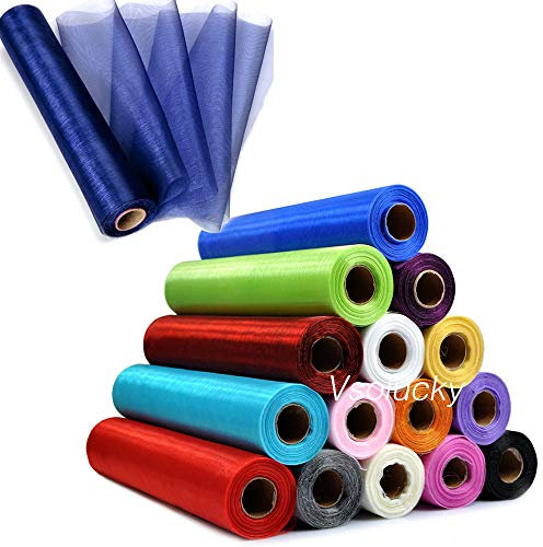 Rolle TüLl,TüLl Pastellfarben 2. 5m x 29 cm. Sheer Roll-Stoff. DIY. Hochzeits-Party-Stuhl Sash-Bögen Tischläufer-Dekor (Color : Gold)