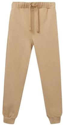 WINKIKI Kids Wear unisex barn, pojkar, flickor, byxor, sweatpants träningsbyxor med dragsko och sidofickor av 100 % bomull., Ljusbeige, 122