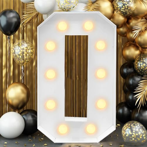 Light Up Number, Giant LED 0-9 Numbers Lights Marquee Light Up for Party Wedding Birthday New Year Anniversary, Number 0, 120cm-4ft