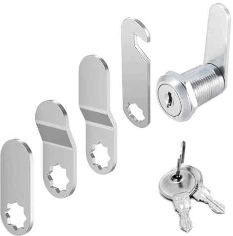 16mm Security Mailbox Lock with 4 Different Plates, Cabinet & Cupboard Door Locks, Comes with 2 Keys