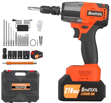 Cordless Impact Wrench, 1/2 Impact Gun, Cordless Impact Driver, 450N.m. High Torque Impact Wrench, Cordless Impact Wrench Kit, LED Work Light, 4pc Impact Drill Sockets, Electric Impact Driver for Car