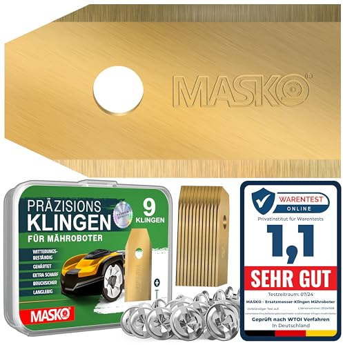 MASKO® Lame di ricambio per Tosaerba Robot, Lame universali per Tosaerba incl. viti innovative, Lame di ricambio per Tosaerba Robot rivestimento in Titanio resistente, Gardena/Husqvarna - 9 pezzi