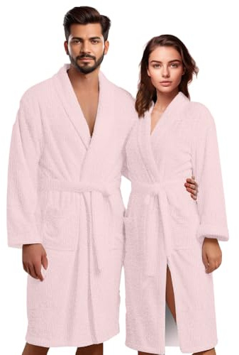 Dreamfox Towel Robe Women Unisex Pink Terry Towelling Bathrobe No hooded Plus size bathrobes Unisex 100% Cotton Dressing Gown Men Towelling