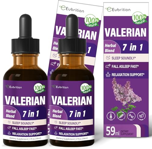 Eubrition Valerian Root Sleep Support Drops, Passion Flower, Chamomile, Lavender, Soursop Leaves, & Hibiscus Herb Extract Supplement Tincture for Sleep Soundly & Deeply. 4 oz