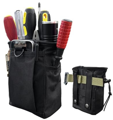 Small Tool Pouch,Utility Tool Bag, Small Toolbox, Screw Driver, Plier Organizer, Flashlight Holster and Knife Holder, Tool Belt Pouches for Electrician,Contractor,Plumber,Carpenter