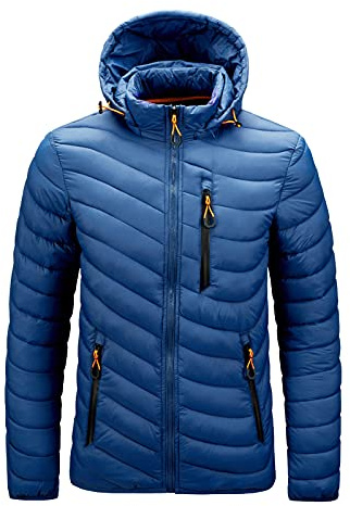 NAFING Manteau Homme Hiver Chaud, Doudoune Homme Hiver Veste Manches Longues Couleur Unie Doudounes De Randonnée Homme Anorak Homme Legere Doudoune À Capuche Parka Mi Saison Manteau