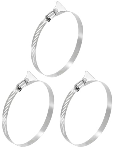 sourcing map 3Pcs Stainless Steel Hose Clamps Worm Gear Hose Clamp, 105-127mm (4-1/8to 5) Adjustable Thumb Screw Key Type Clamps Fuel Line Clamps 12mm Bandwidth for Plumbing, Automotive