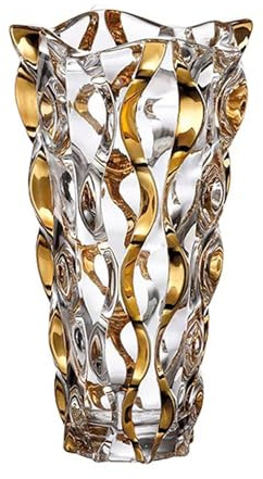 Puremagics Vase doré peint à la main de 28 cm de haut, vase de fleurs décoratif pour la maison, la table à manger, le salon, le bureau, les fêtes de mariage, les vacances, vases à fleurs décoratifs