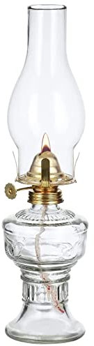 Lampe à pétrole en verre de 33 cm - Lampe à huile classique rétro - Décoration d'intérieur - Lampe de mariage - Grande capacité - Transparente - Taille unique