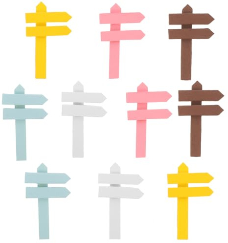 BESPORTBLE 10 Pcs Mini Wooden Direction Sign Labels for Garden Plant Markers DIY Crafts Decorative Plant Tags with Multi-Color Finish
