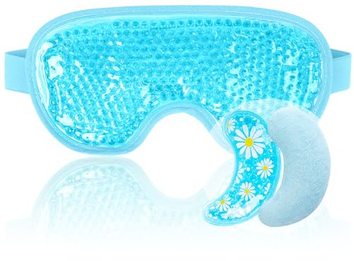 NEWGO Cooling Eye Mask Set With Cold Compress and Plush Under Pads for Dark Circles, Bags, Puffiness, Migraines, Dry Eyes, Post-Surgery, Gifts for Women