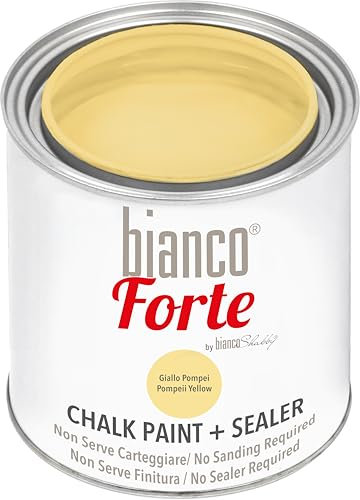 Bianco Forte - Pompeji-Gelb - (250ml) - 2-in-1 Kreidefarbe & Versiegelung: Hochbeständige Farbe für Möbel, Schränke, Wände & Türen – Schnelltrocknend, Innen/Außen, Mattes Finish, Einfache Anwendung