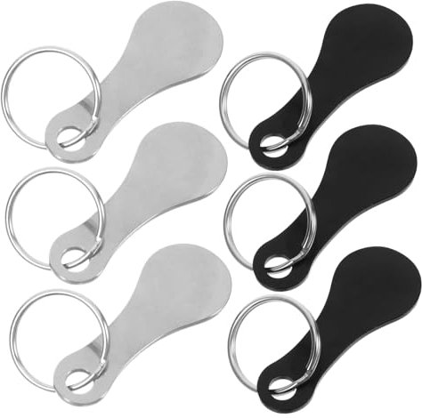 SECFOU Modern Stainless Steel Shopping Trolley Token Keychain Keyring for Unlocking Grocery Cart Style