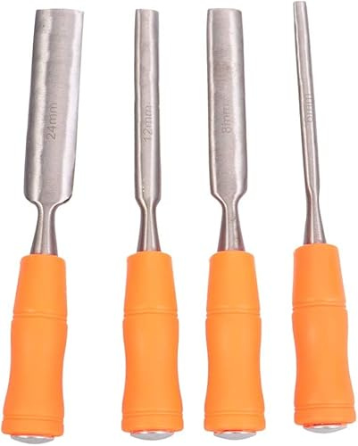 Mxxephemer Juego de 4 cinceles de Madera Profesionales para carpintería y Tallado (gubia de Apertura Interna de 6 mm, 12 mm, 18 mm y 24 mm)